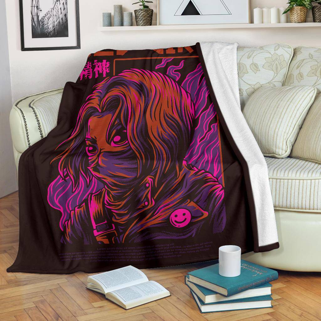 Red Girl Japanese Art Cartoon Premium Blanket - Top Content | POD Collection | Free Shipping