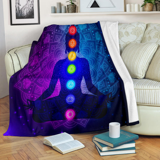 chakras body silhouette meditation blanket - Top Content | POD Collection | Free Shipping