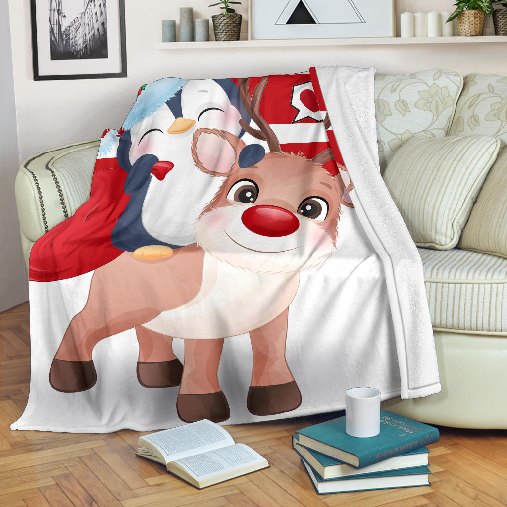 cute christmas doodle penguin with deer blanket - Top Content | POD Collection | Free Shipping