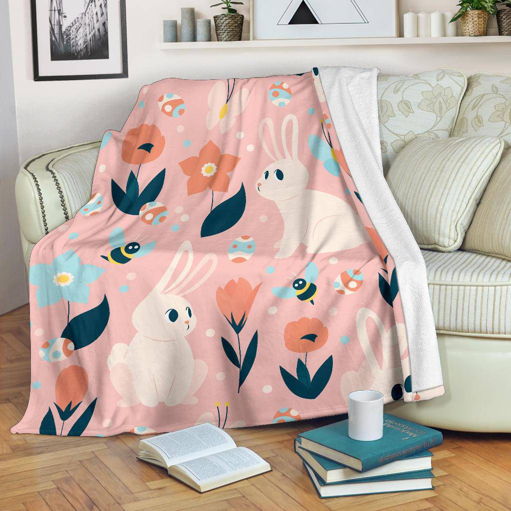 Cute Easter Bunny Spring Colours Cartoon Premium Blanket - Top Content | POD Collection | Free Shipping