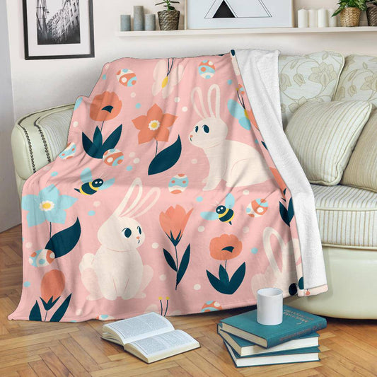 Cute Easter Bunny Spring Colours Cartoon Premium Blanket - Top Content | POD Collection | Free Shipping