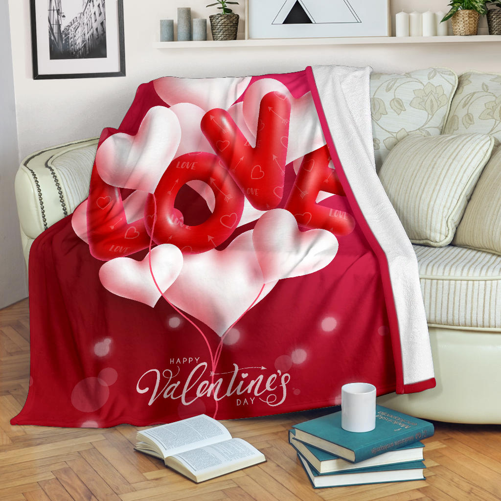 Valentines Day Love Balloons Blanket