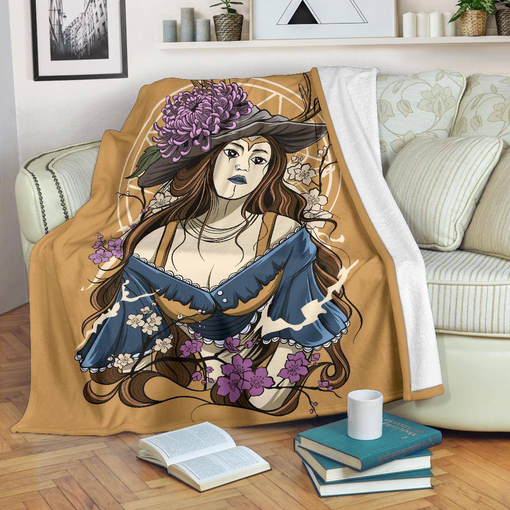 Vintage Women Premium Blanket, Beautiful Cartoon Drawing - Top Content | POD Collection | Free Shipping