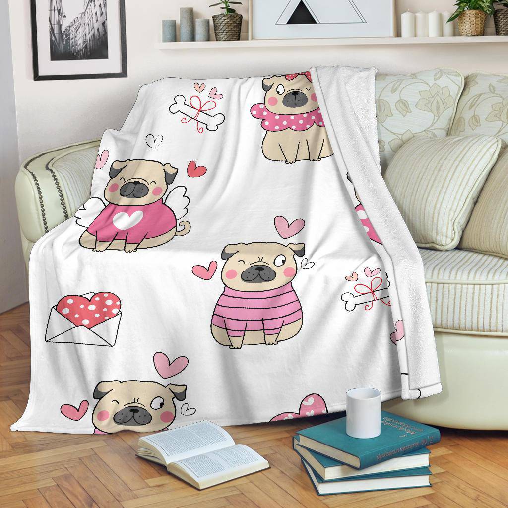 Cute Pink Pub Dog, Valentines Day Love Gift Premium Blanket - Top Content | POD Collection | Free Shipping