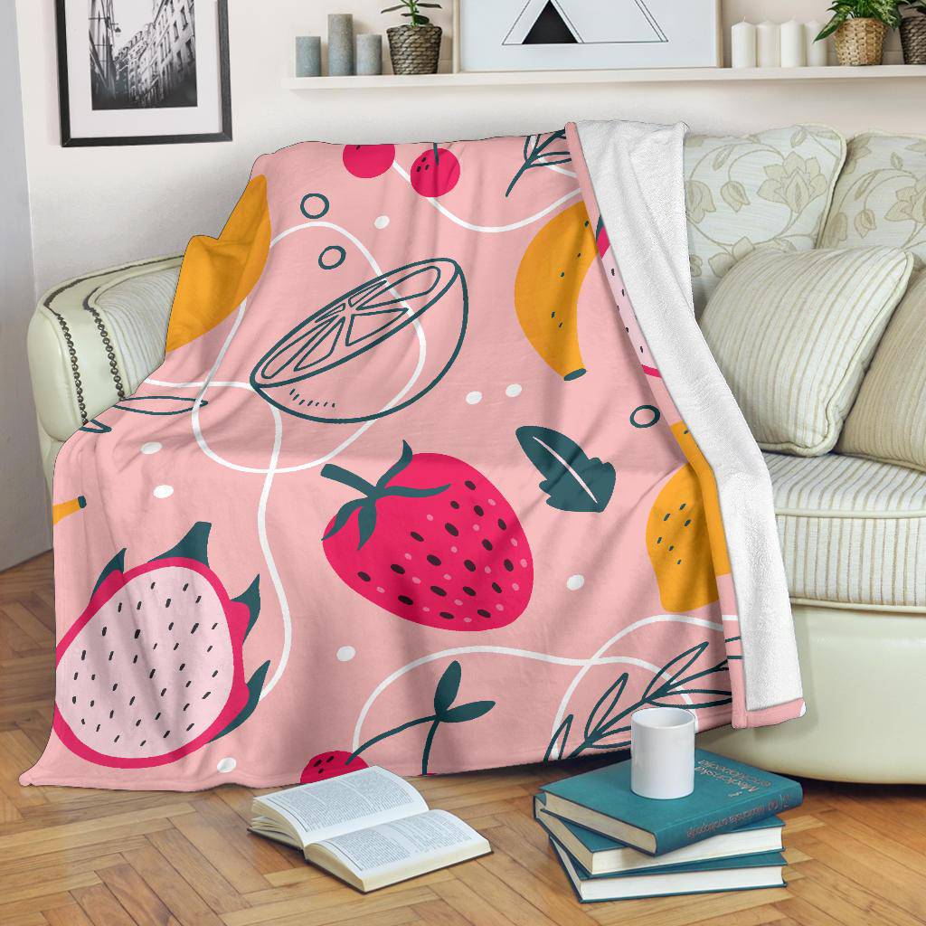 Colorful Fruits Hand Drawn Pattern Premium Blanket - Top Content | POD Collection | Free Shipping