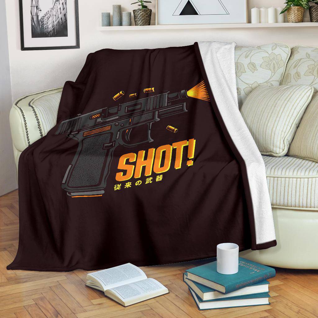 Premium Blanket Gun Pistol Cartoon Shots Fired Background - Top Content | POD Collection | Free Shipping