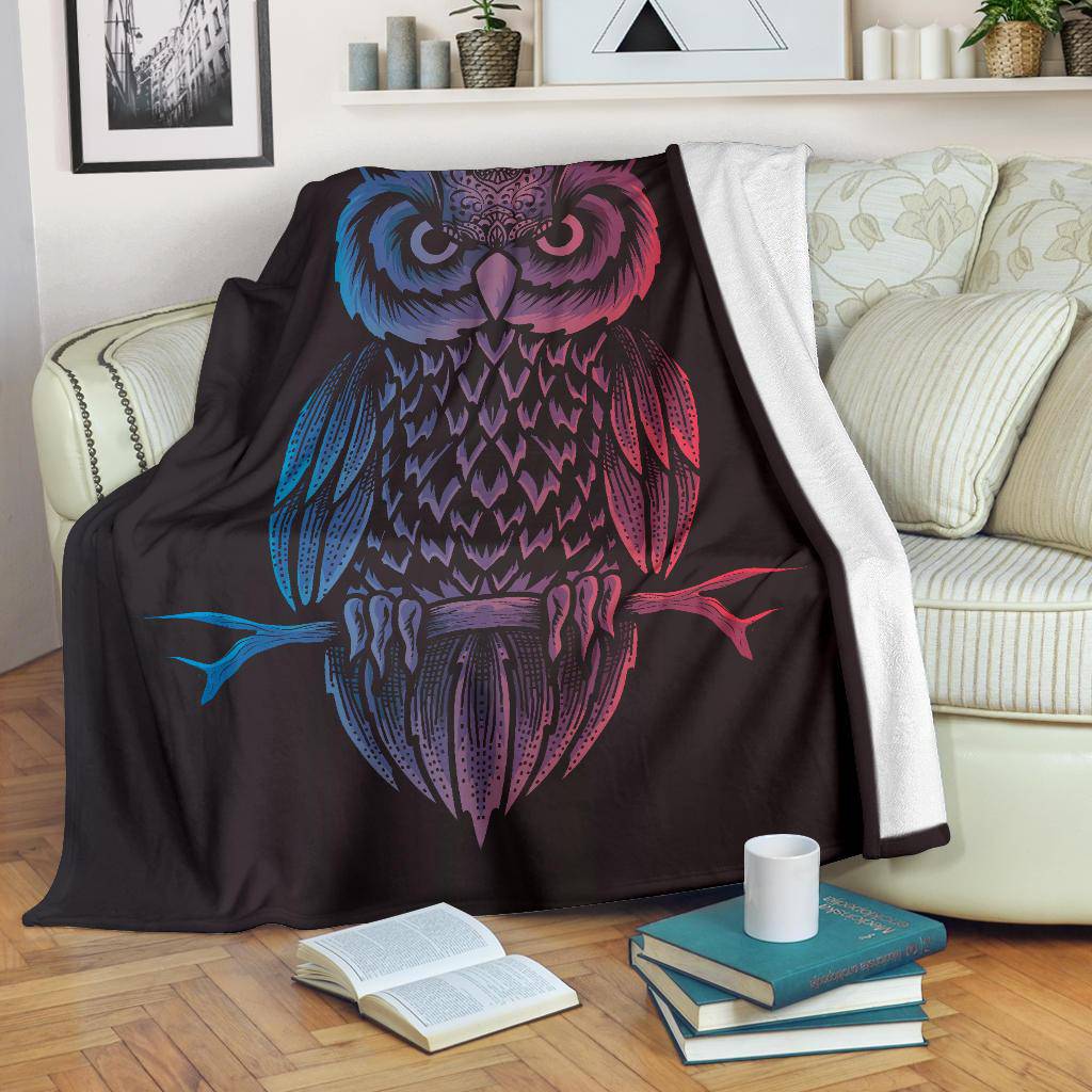 Owl Bird Neon Animal Premium Blanket - Top Content | POD Collection | Free Shipping