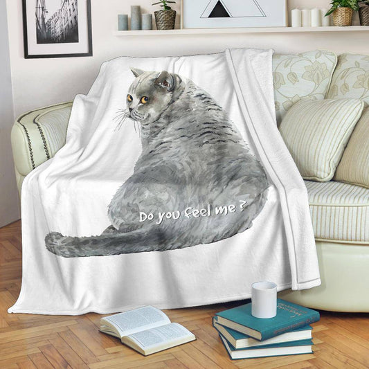 Watercolour Cat Drawing Illustration Premium Blanket, Do you Feel Me - Top Content | POD Collection | Free Shipping