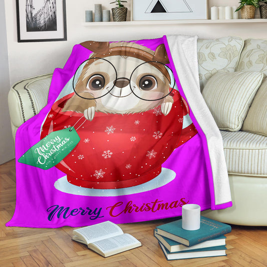 cute doodle sloth christmas day with watercolor pink blanket - Top Content | POD Collection | Free Shipping