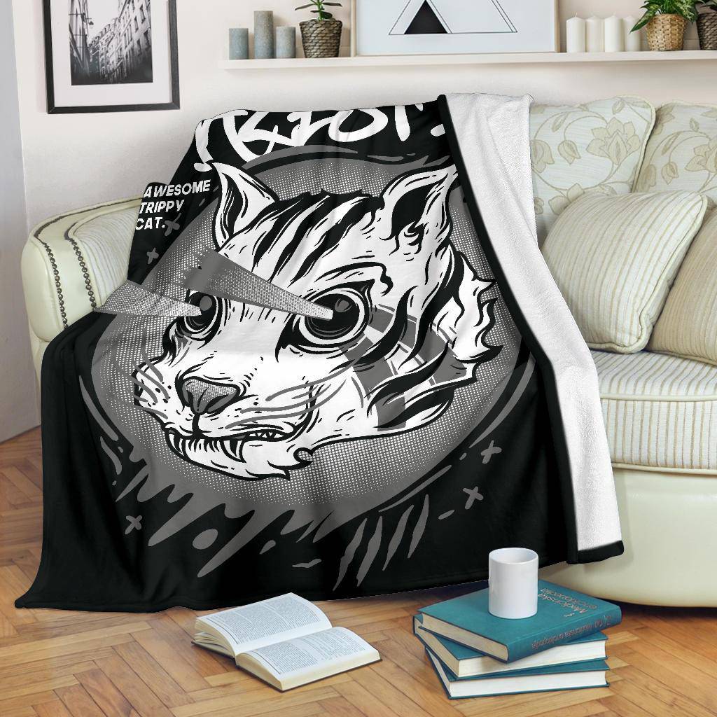 Premium Blanket Cat Drawing Mazestic Awesome Kitten - Top Content | POD Collection | Free Shipping