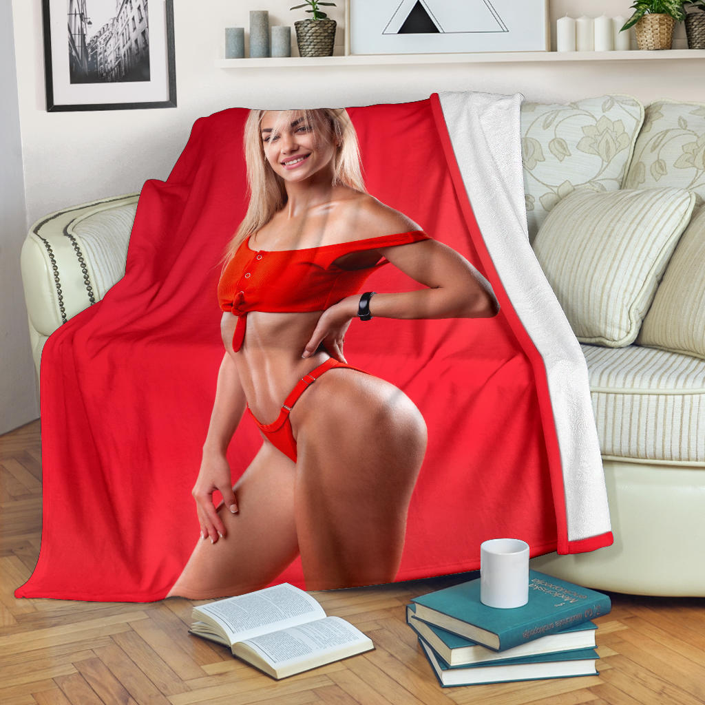 christmas blond girl for a present blanket - Top Content | POD Collection | Free Shipping