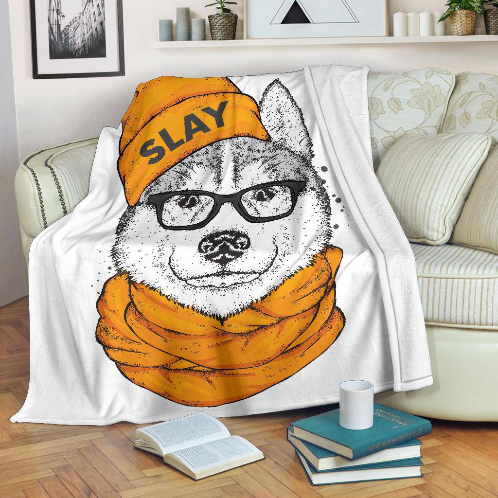 Stylish Slay Husky Cartoon Premium Blanket - Top Content | POD Collection | Free Shipping