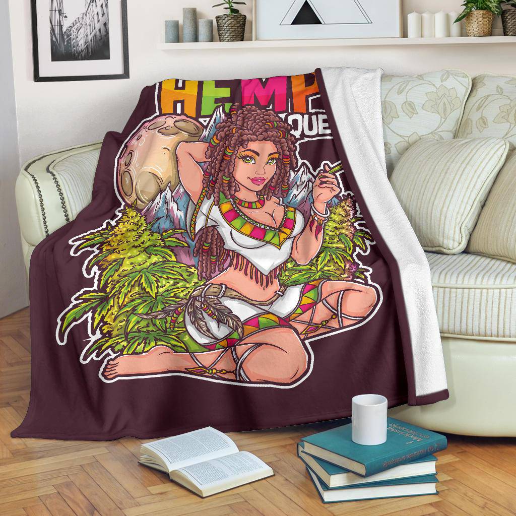 Sexy Woman Smoking Cannabis Weed Hemp Queen Premium Blanket - Top Content | POD Collection | Free Shipping