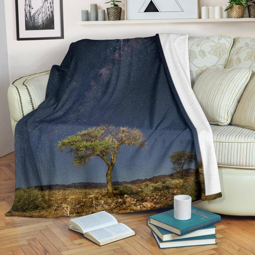 Tree Stars Night Sky Dark Premium Blanket - Top Content | POD Collection | Free Shipping