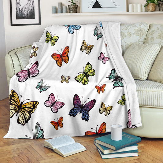 watercolor butterflies white collection blanket - Top Content | POD Collection | Free Shipping