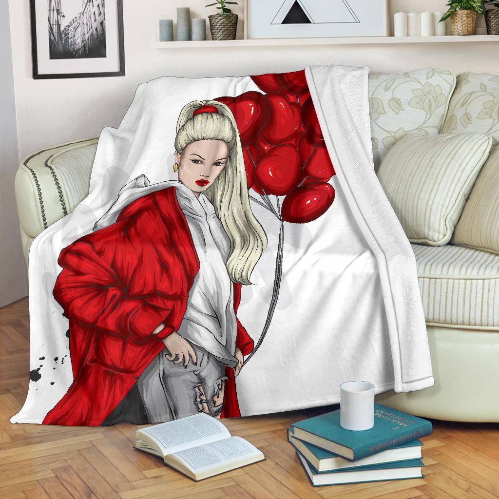 Beautiful Heart Ballon Girl Premium Blanket - Top Content | POD Collection | Free Shipping