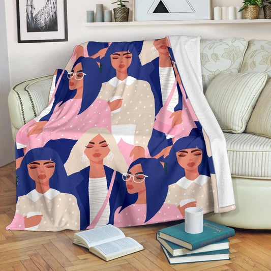 Cute Girl Modern Style Drawing Cartoon Premium Blanket - Top Content | POD Collection | Free Shipping