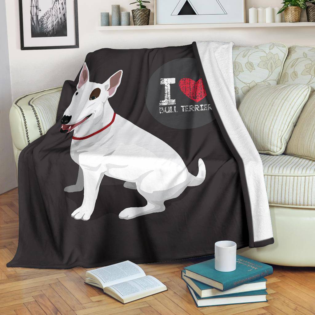 Premium Blanket I Love Bull Terrier Dog Lover Cartoon - Top Content | POD Collection | Free Shipping