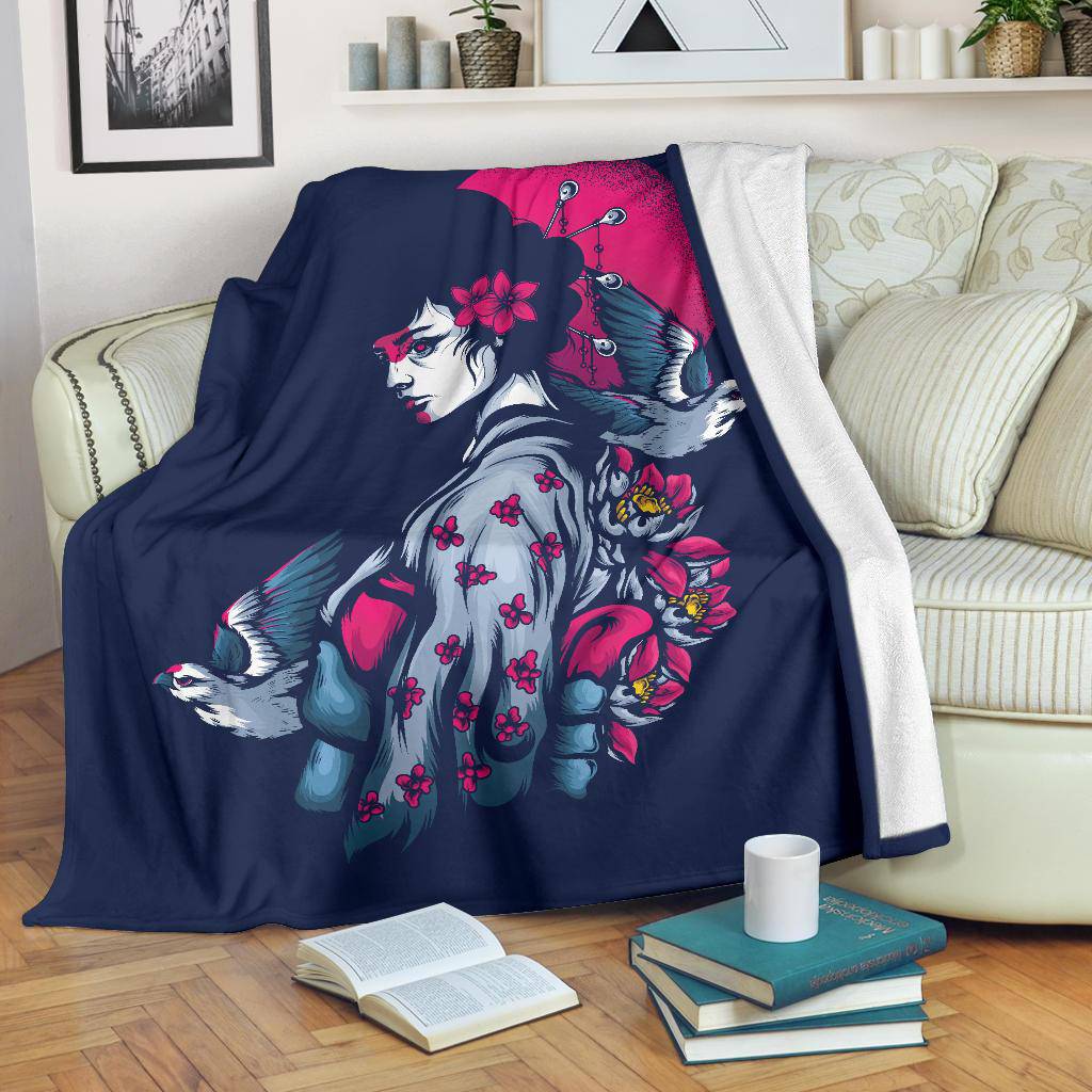 Beautiful Geisha Japanese Art Illustration Premium Blanket - Top Content | POD Collection | Free Shipping