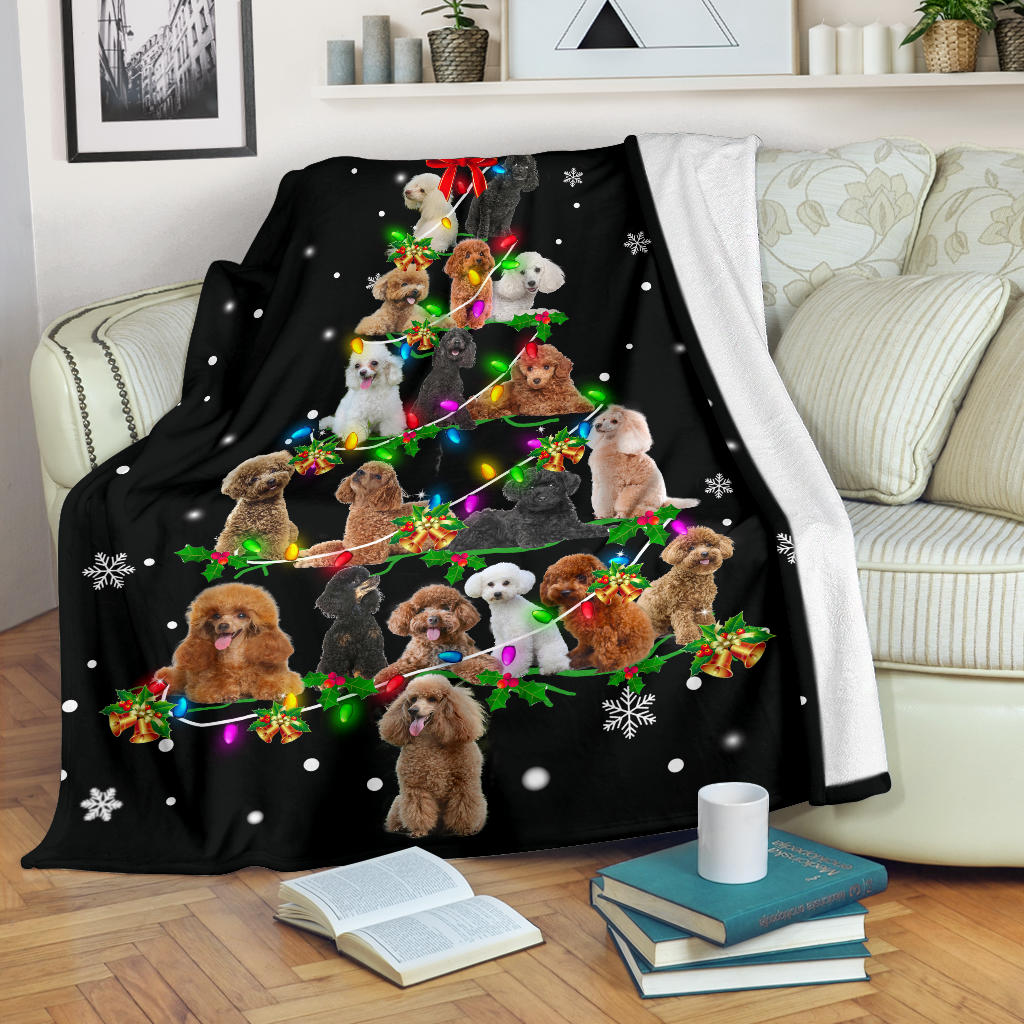 Poodle Christmas Tree Blanket