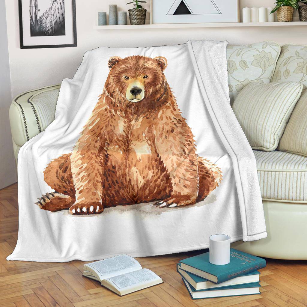 Watercolour Bear Painting Illustration, Cartoon Premium Blanket - Top Content | POD Collection | Free Shipping