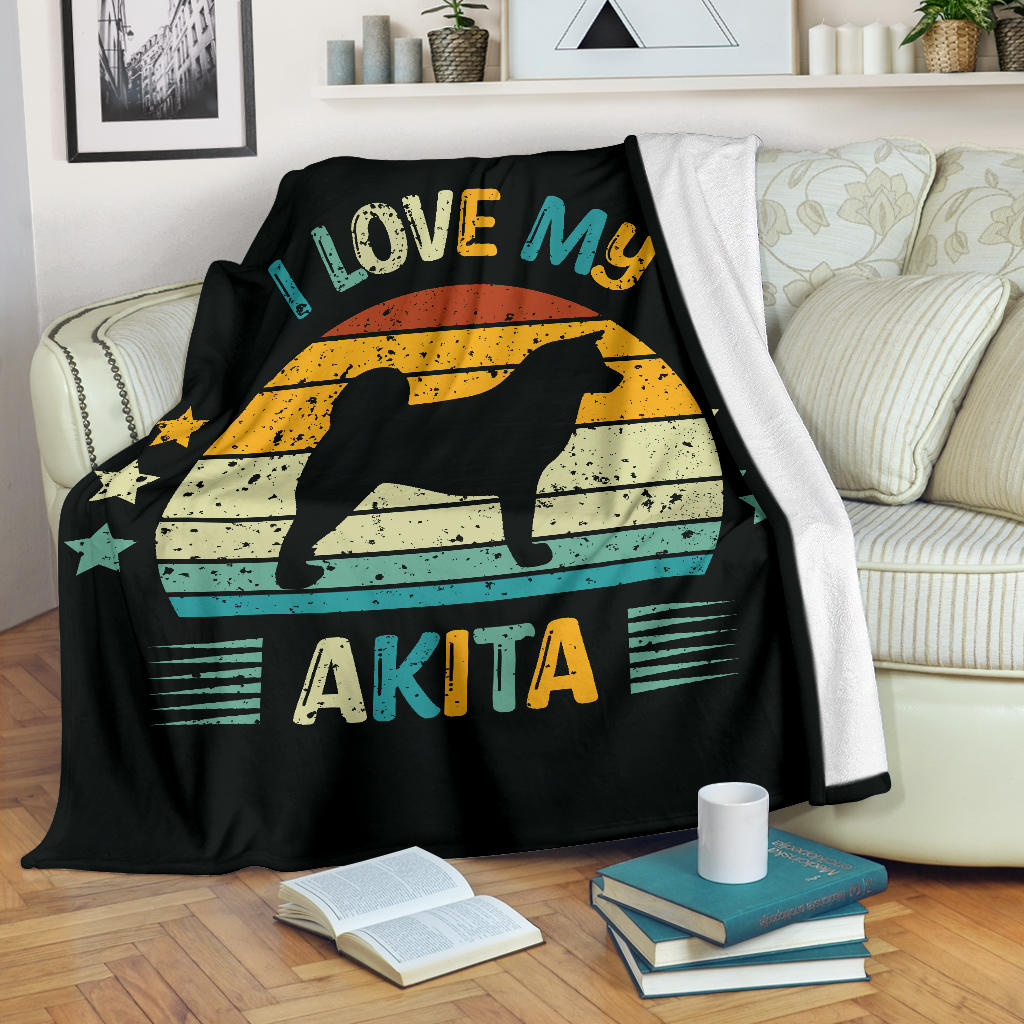 Akita Blanket, Akita Retro Blanket, Akita Throw Blanket, Akita Gifts