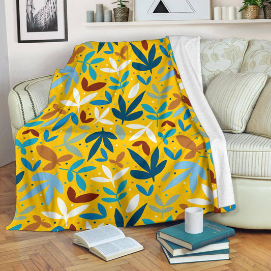 Colourful Autumn Leaves Yellow Premium Blanket - Top Content | POD Collection | Free Shipping