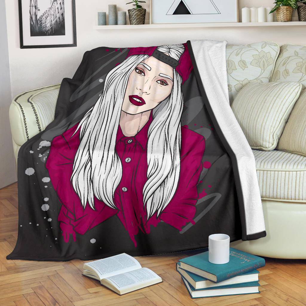 Premium Blanket Stylish Girl Hip Hop Cartoon - Top Content | POD Collection | Free Shipping