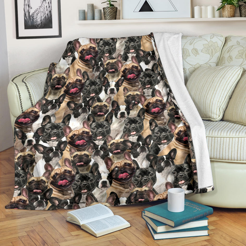 French Bulldog Full Face Blanket