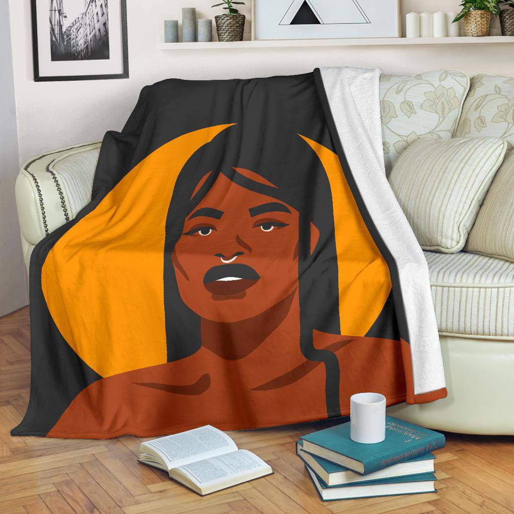 Hand Drawn Ethnic Tribal Woman Golden Moon Premium Blanket - Top Content | POD Collection | Free Shipping