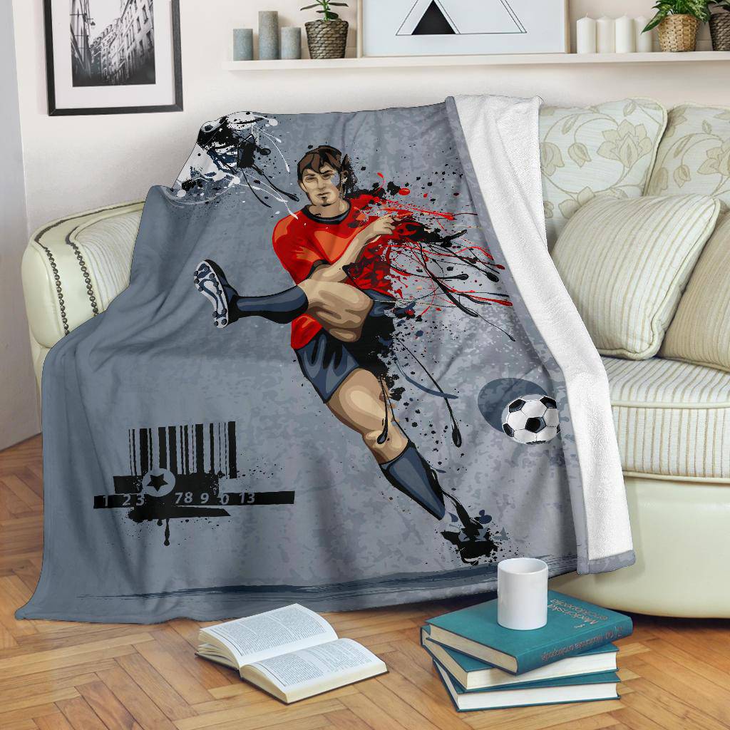 Pro Football Player Kicking Ball Cartoon Premium Blanket - Top Content | POD Collection | Free Shipping