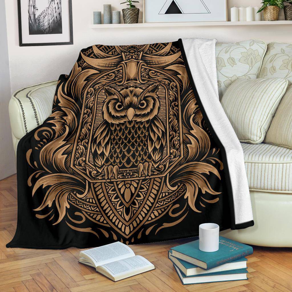 Owl Bird With Vintage Ornaments Premium Blanket - Top Content | POD Collection | Free Shipping