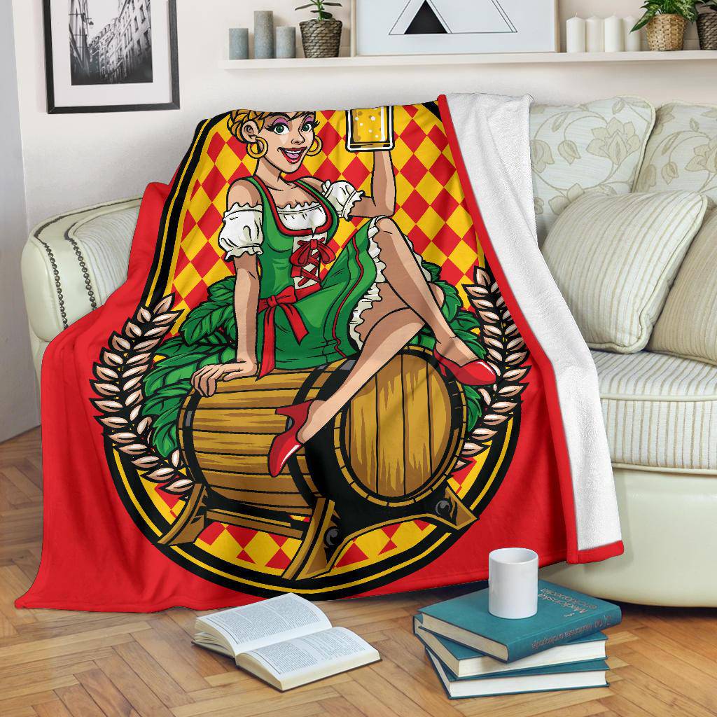 Oktoberfest Sexy Woman with Beer in Her Hand Premium Blanket - Top Content | POD Collection | Free Shipping