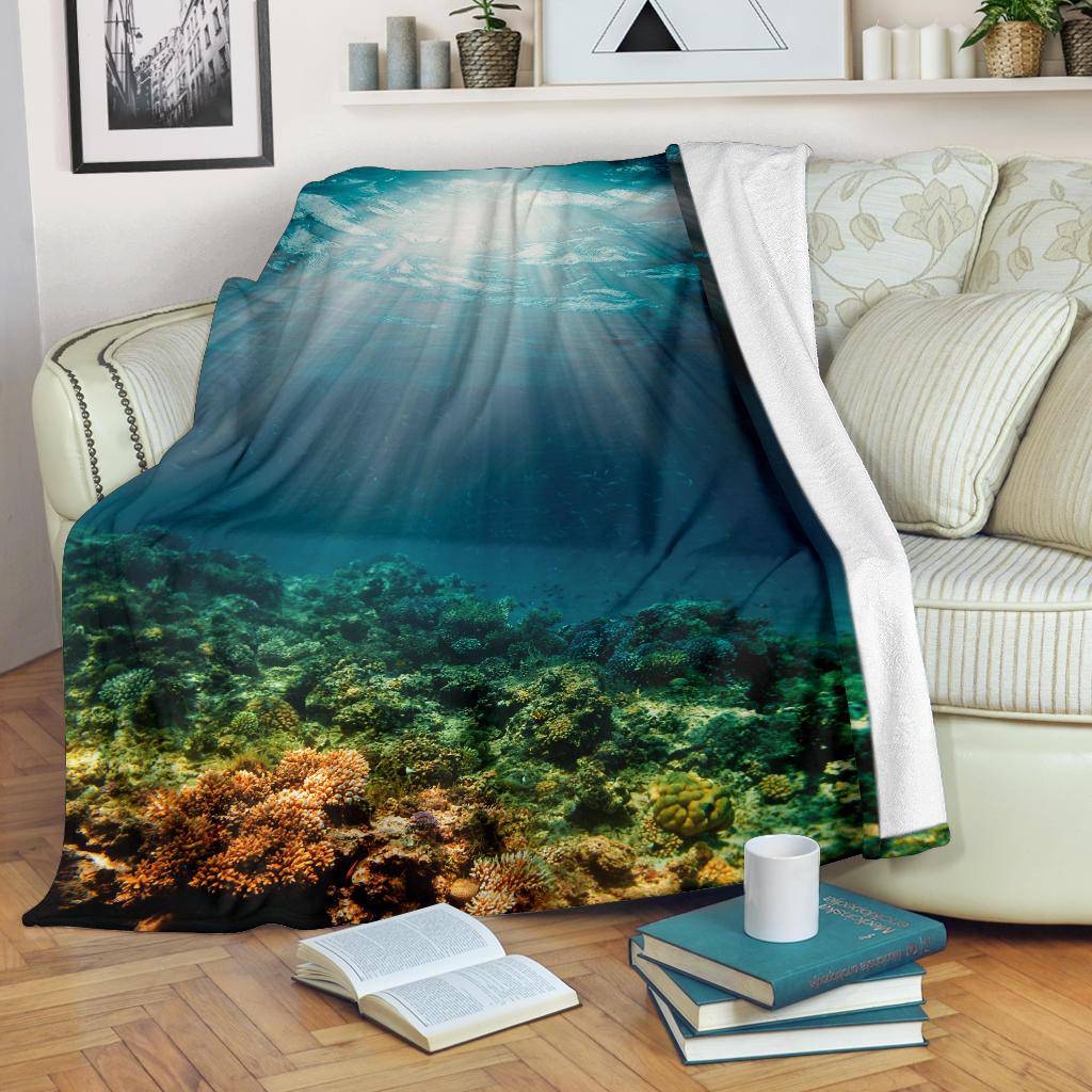 Underwater Coral Reef Sunshine Sea Fishes Premium Blanket - Top Content | POD Collection | Free Shipping