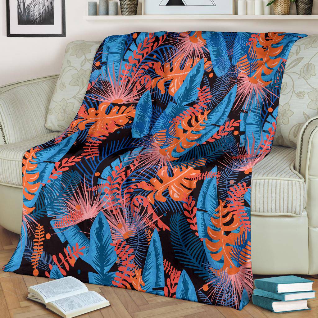 Jungle Dark Leaves Pattern Premium Blanket - Top Content | POD Collection | Free Shipping