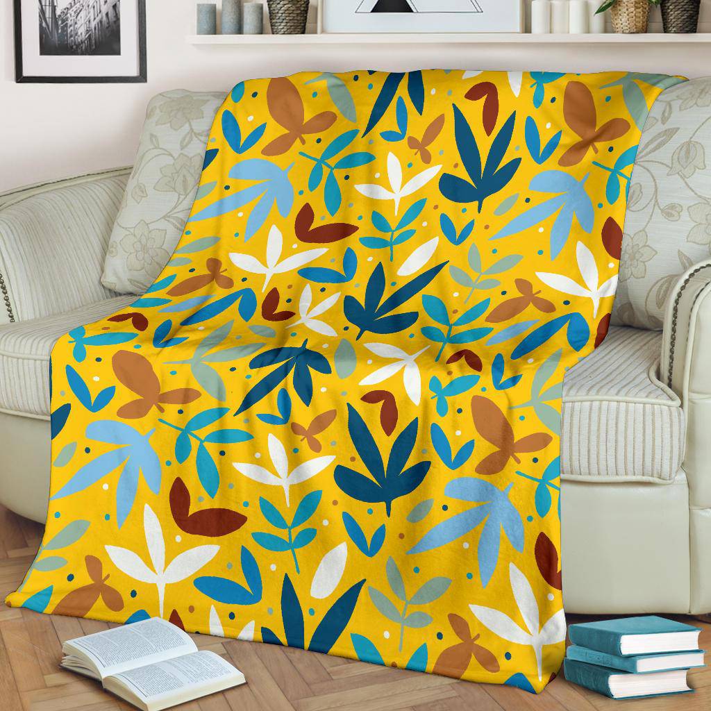 Colourful Autumn Leaves Yellow Premium Blanket - Top Content | POD Collection | Free Shipping