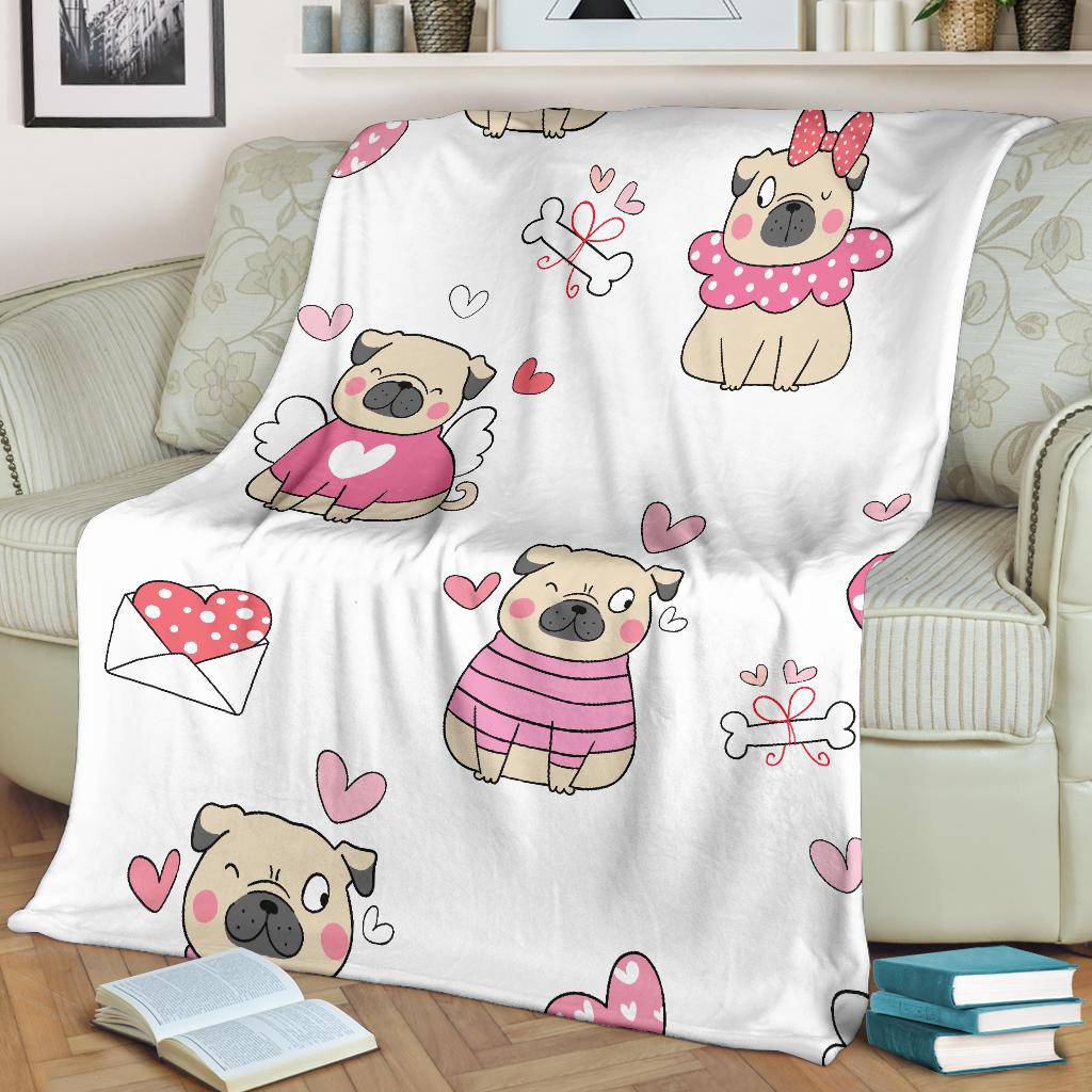 Cute Pink Pub Dog, Valentines Day Love Gift Premium Blanket - Top Content | POD Collection | Free Shipping