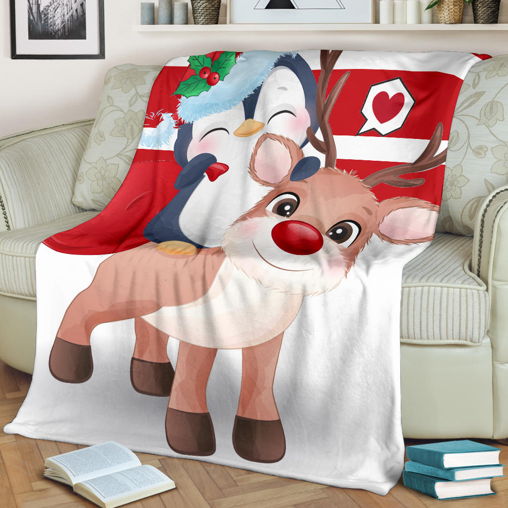 cute christmas doodle penguin with deer blanket - Top Content | POD Collection | Free Shipping