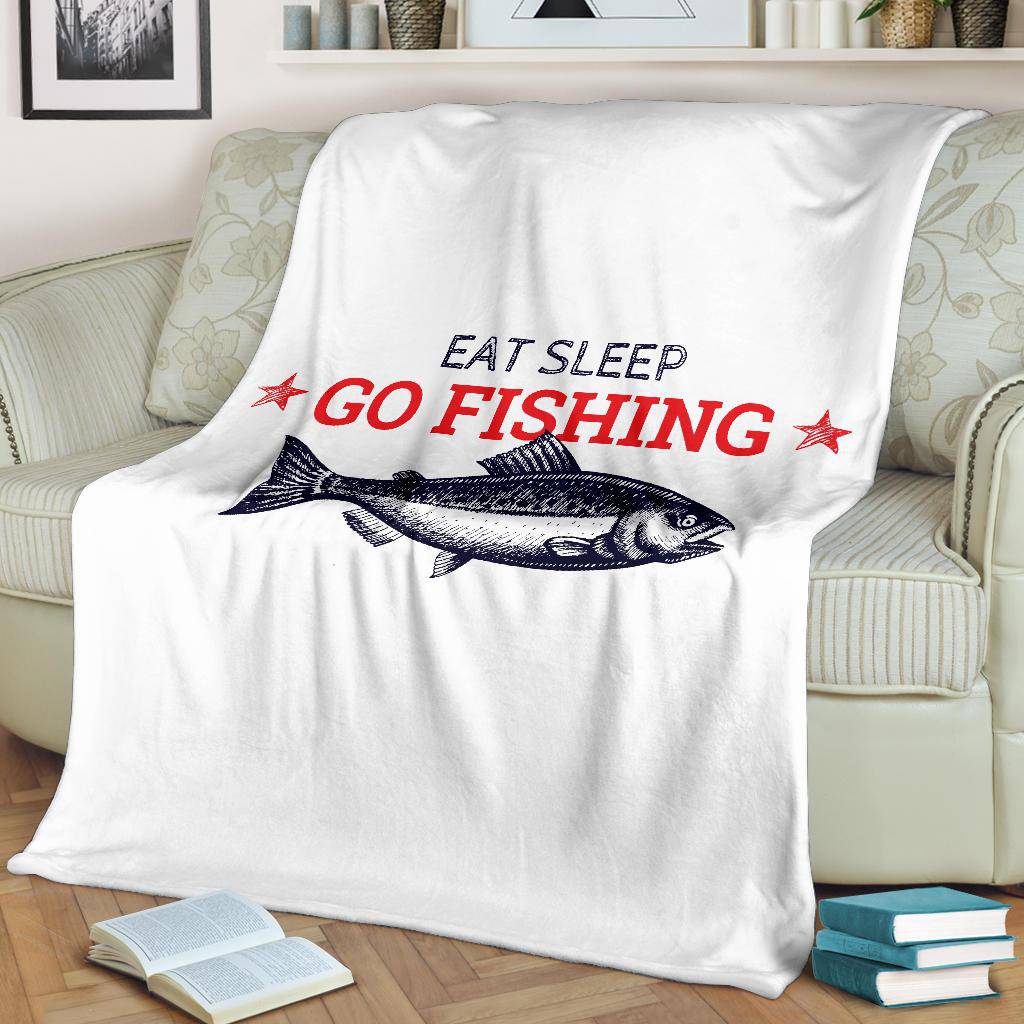 Gift For Fisherman Premium Blanket, Eat Sleep Go Fishing - Top Content | POD Collection | Free Shipping