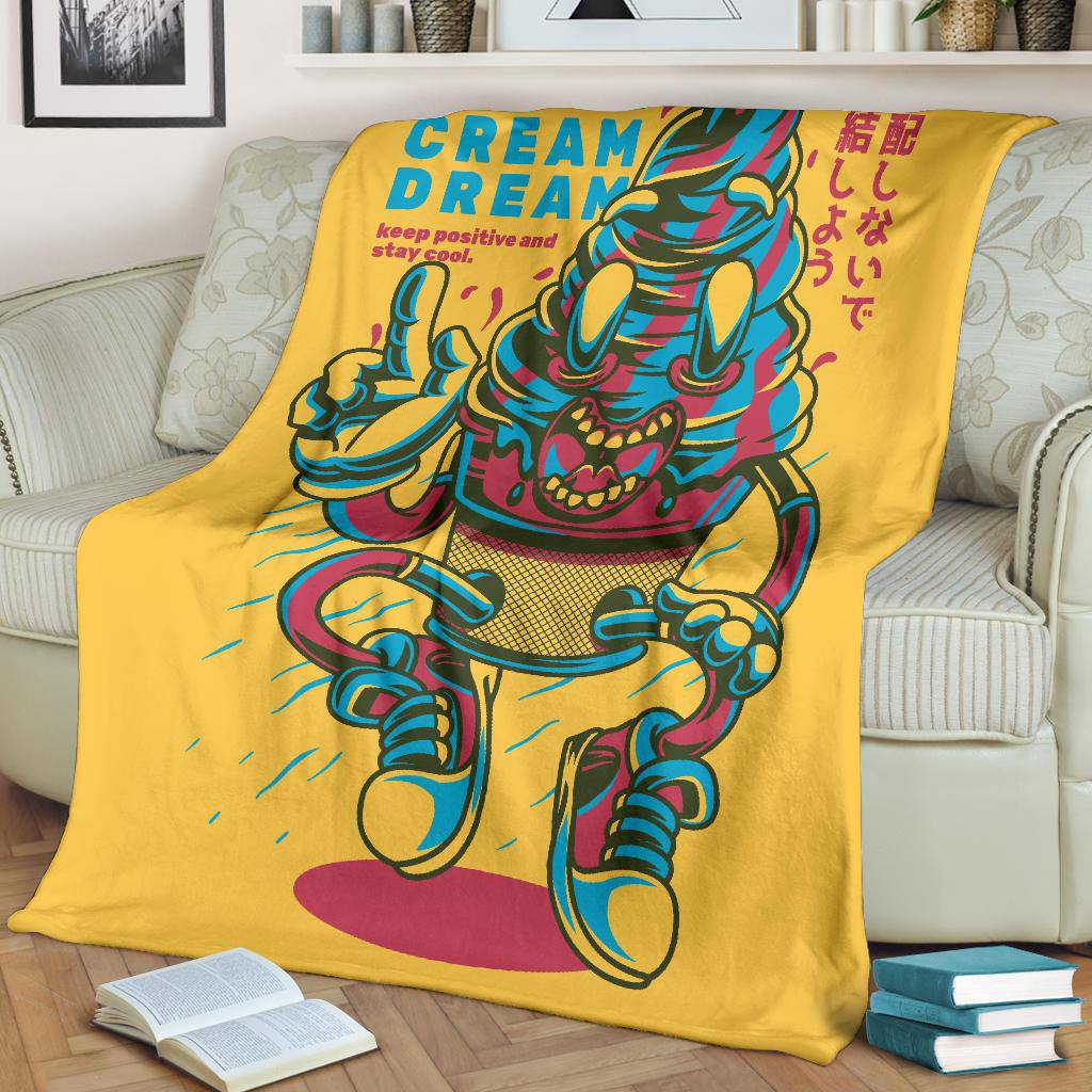 Premium Blanket Cartoon Ice Cream Dream Keep Positive Art - Top Content | POD Collection | Free Shipping