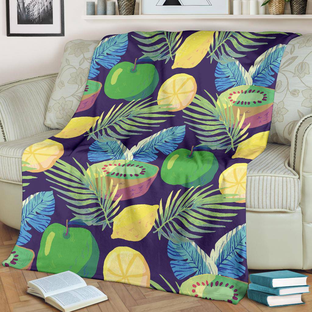 Lemon Kiwi Apple Fruits Pattern Premium Blanket - Top Content | POD Collection | Free Shipping