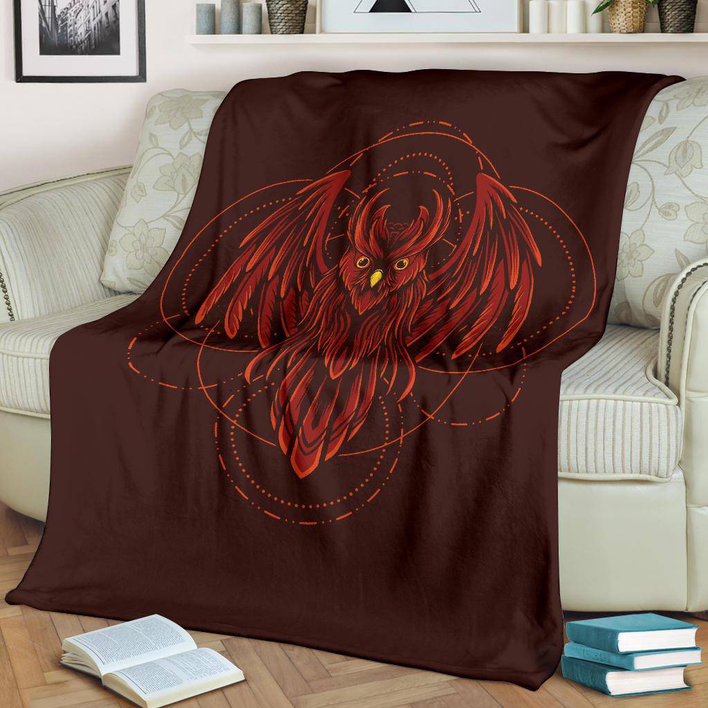 Red Owl Geometric Cartoon Style Premium Blanket - Top Content | POD Collection | Free Shipping