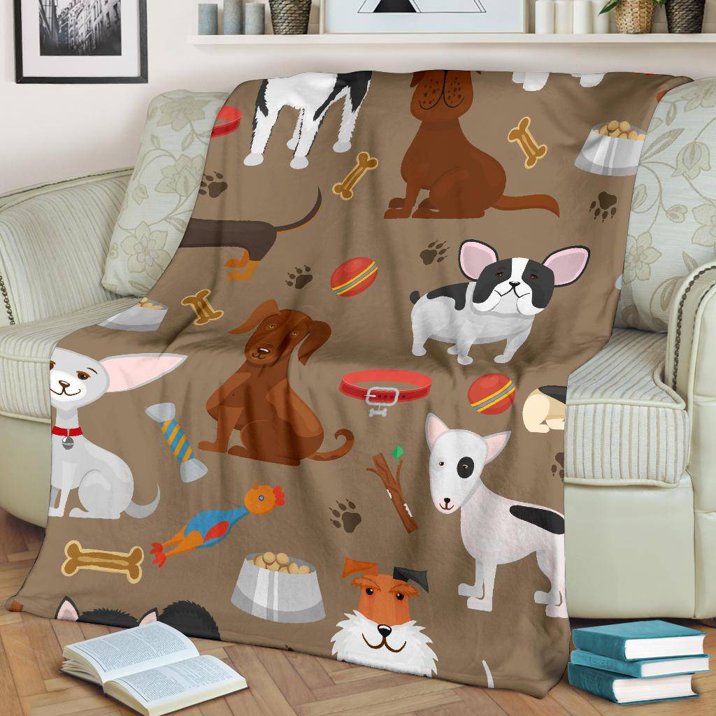 Cute Funny Dog Cartoon Background Premium Blanket - Top Content | POD Collection | Free Shipping