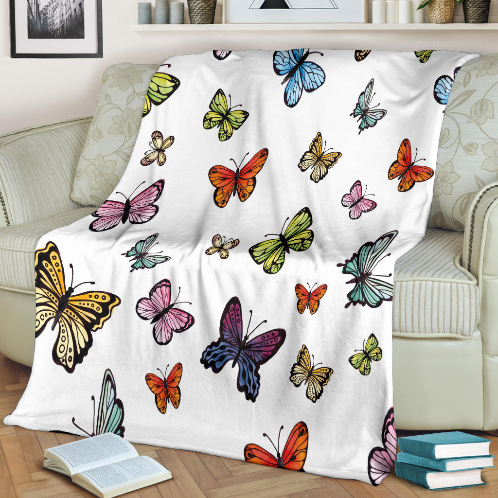 watercolor butterflies white collection blanket - Top Content | POD Collection | Free Shipping