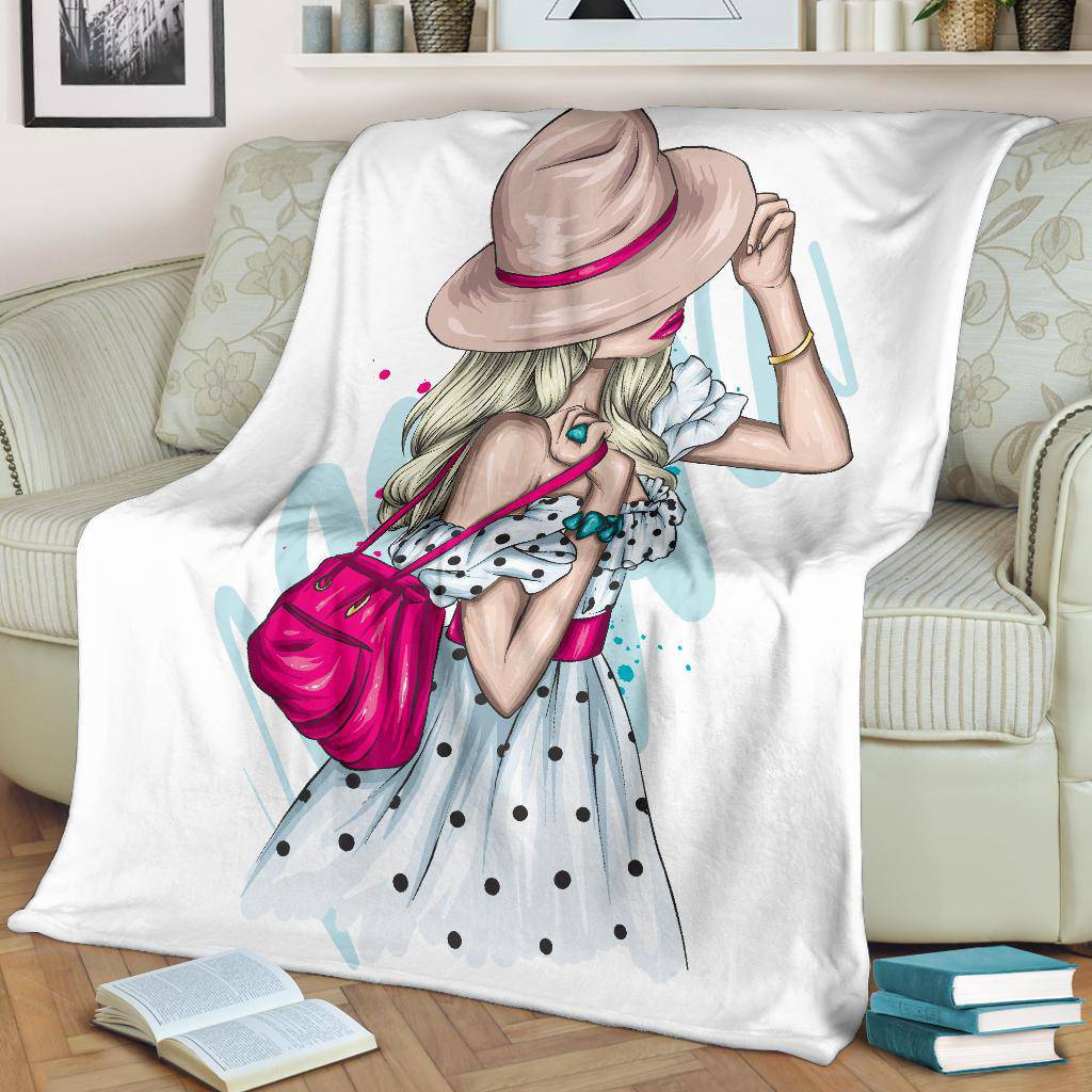 Stylish Summer Girl Cartoon Premium Blanket - Top Content | POD Collection | Free Shipping