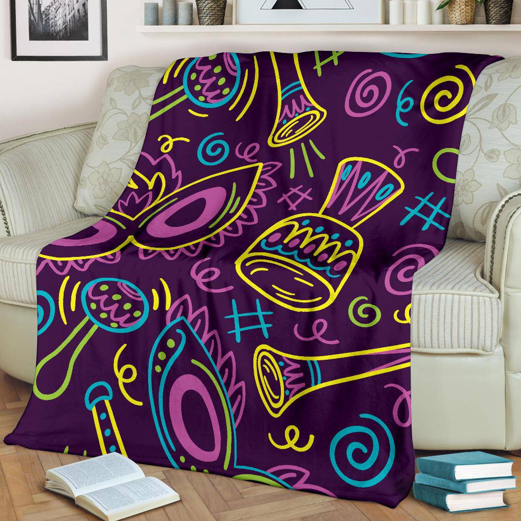 Hand Drawn Brazilian Carnival Pattern Premium Blanket - Top Content | POD Collection | Free Shipping