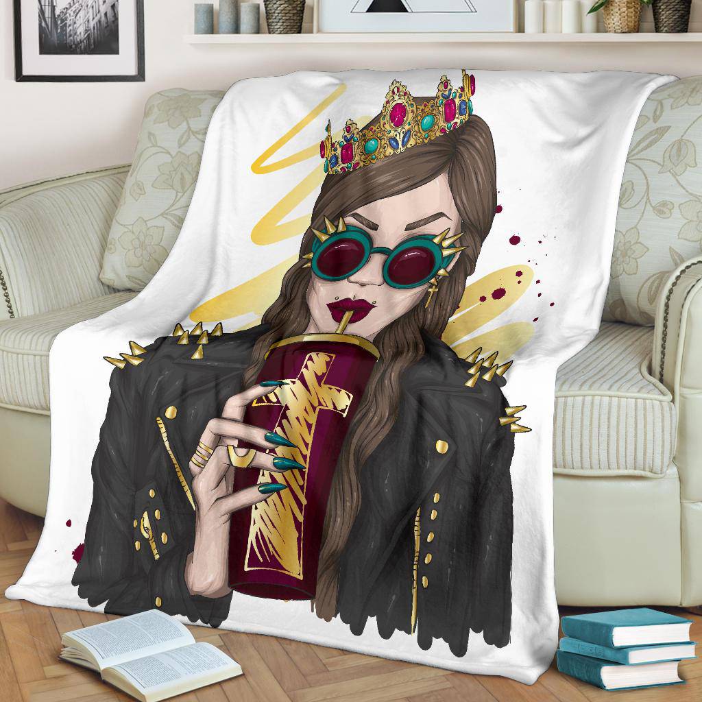 Stylish Rock Girl Cartoon Premium Blanket - Top Content | POD Collection | Free Shipping