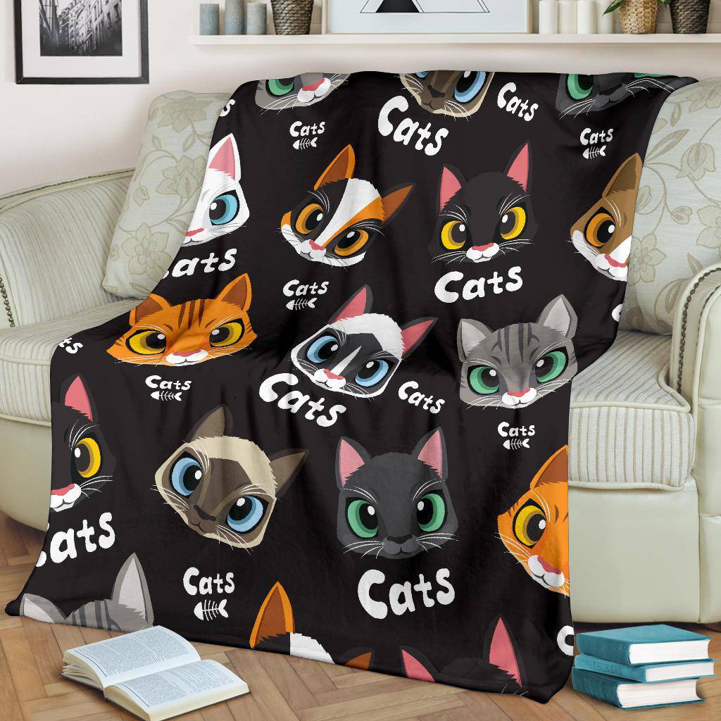 Cute Beautiful Cats Pattern Cartoon Style Drawing Premium Blanket - Top Content | POD Collection | Free Shipping