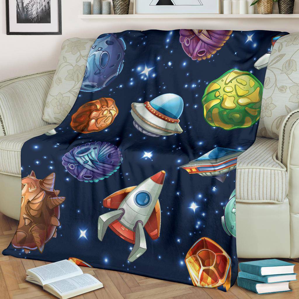 Stars Ships Moons Planet Space Premium Blanket - Top Content | POD Collection | Free Shipping