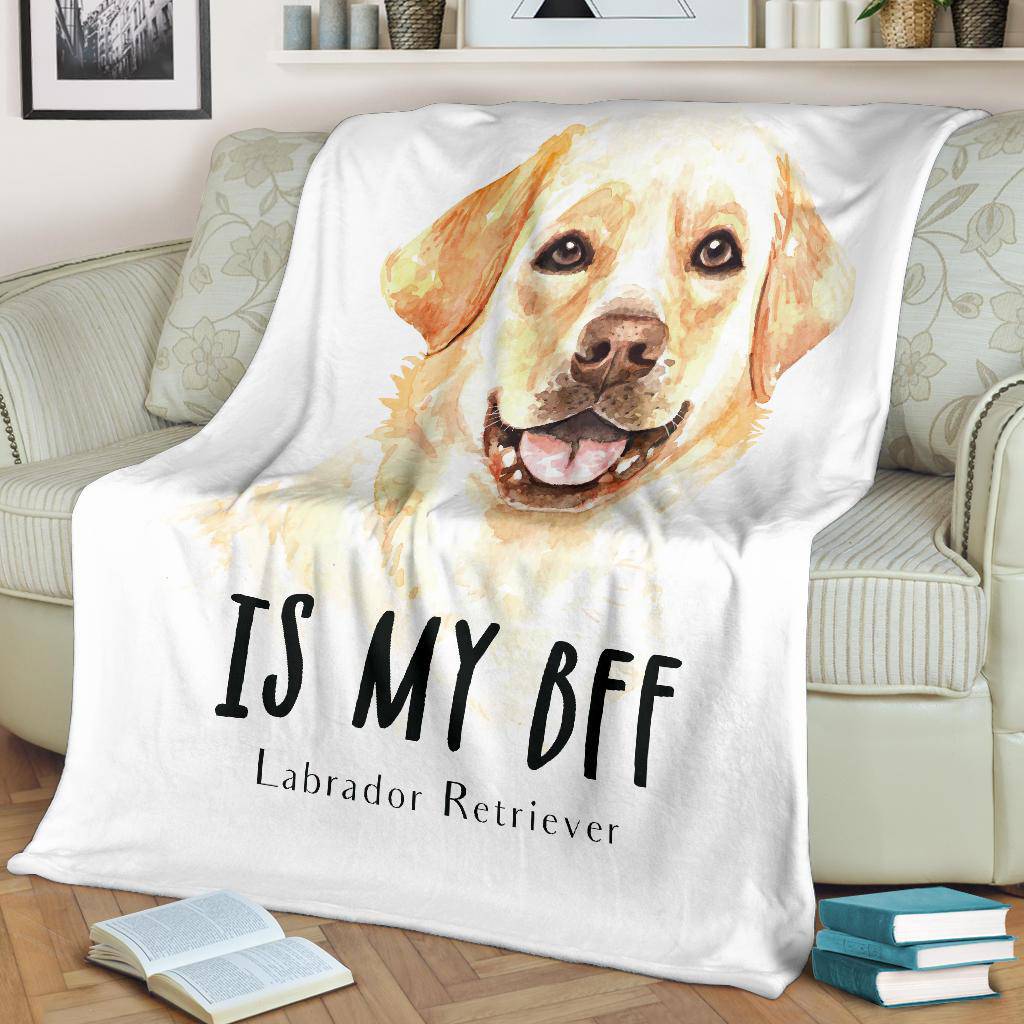 Labrador Retriever Portrait Premium Blanket, Cool Dog Is My BFF Cartoon - Top Content | POD Collection | Free Shipping